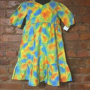 Bright Mosaic Print Tiered Dress